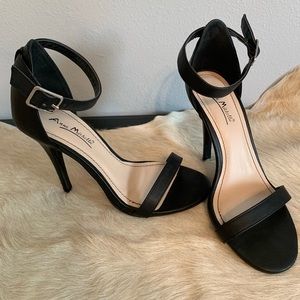 LuLu’s Black Ankle Strap Sandal Heels